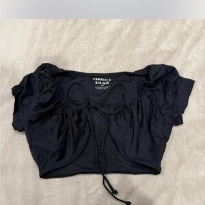 Frankie's Bikinis ziggy tie front crop top